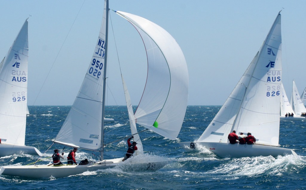 Gair and crew (NZL 950) Velsheda, in action on Day 6 Audi Etchells Worlds 2006 photo copyright Sail-World.com /AUS http://www.sail-world.com taken at  and featuring the  class