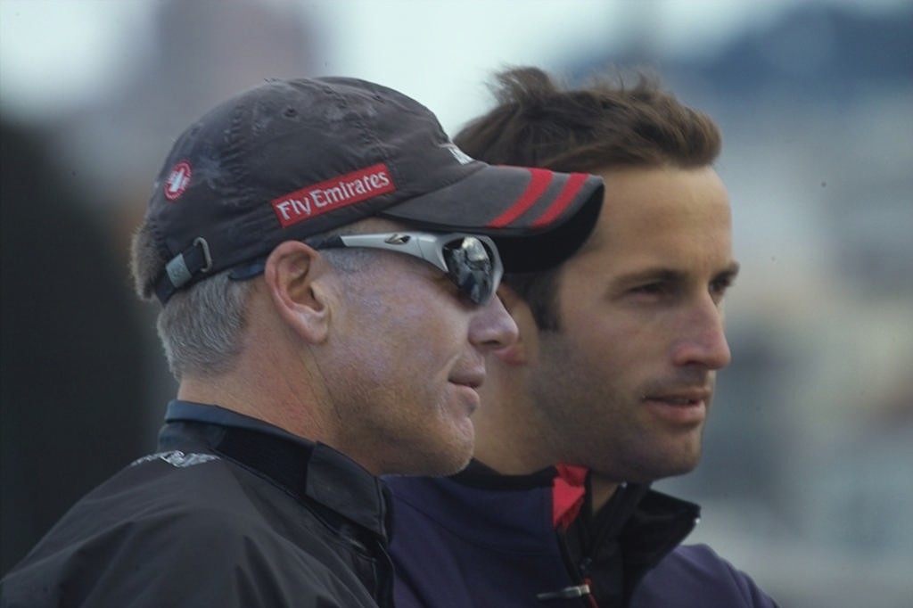 Emirates Team New Zealand’ s Ben Ainslie (right) and tactician Terry Hutchison  © Chuck Lantz http://www.ChuckLantz.com