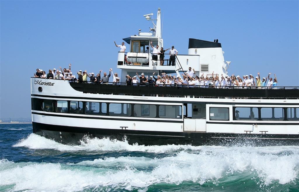 Spectator boat with enthusiastic passengers - BMW Oracle Special event photo copyright Darrall Slater taken at  and featuring the  class
