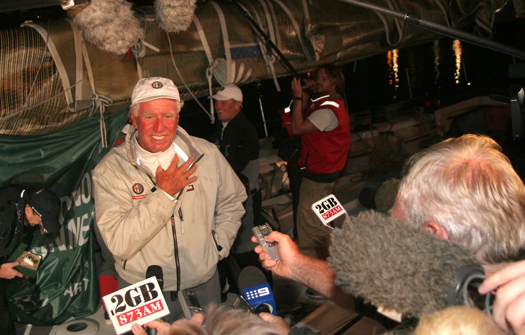 A jubilant Neville Crichton meets the press dockside - Rolex Sydney Hobart Yacht Race 2009 © Crosbie Lorimer http://www.crosbielorimer.com