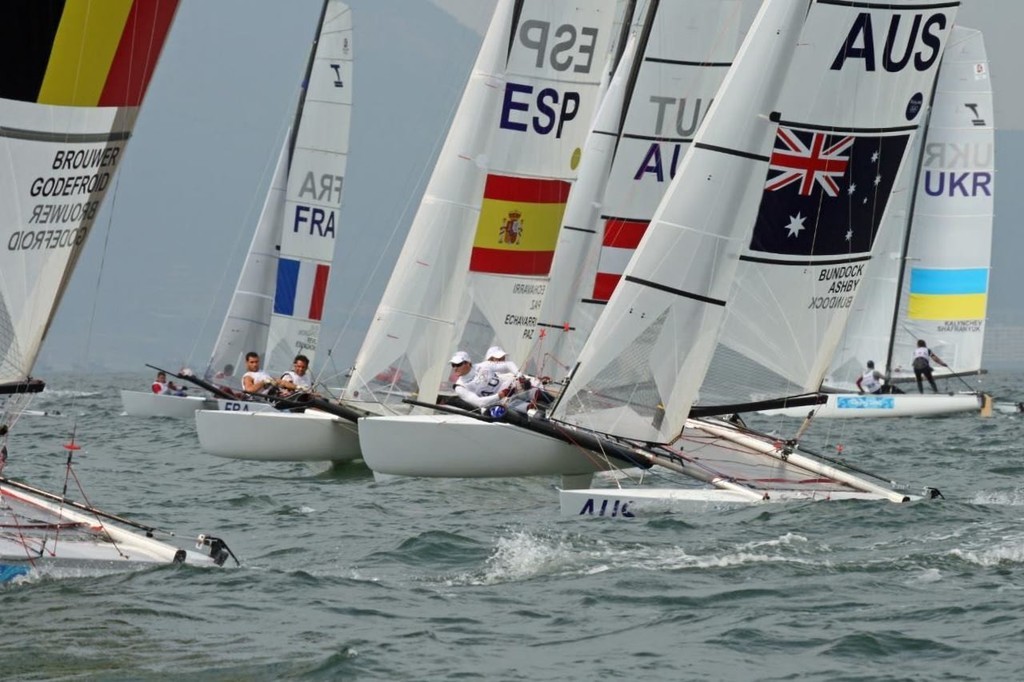Start of the third race - 2008 Olympic Regatta - Day 10 - Tornado © Richard Gladwell www.photosport.co.nz