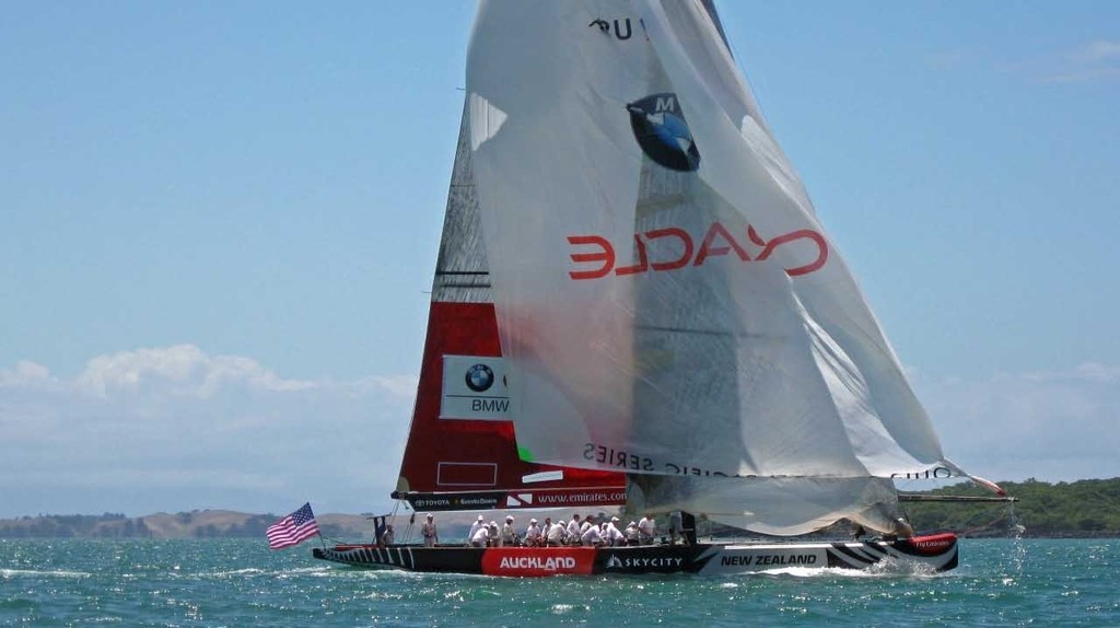 ISpinnaker set in practice aboard BMW Oracle Racing © Murray de Lues