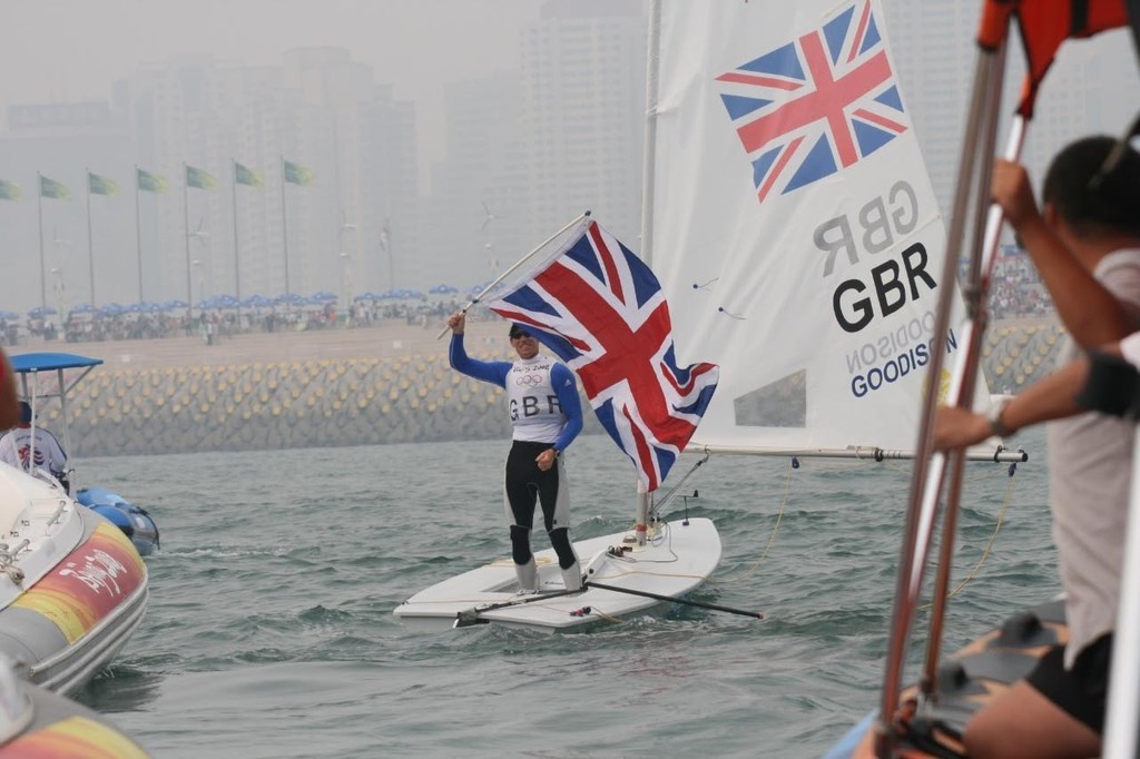 Paul Goodison (GBR) winner of the Gold Medal Mens Laser class 2008 Olympics photo copyright Richard Gladwell www.photosport.co.nz taken at  and featuring the  class
