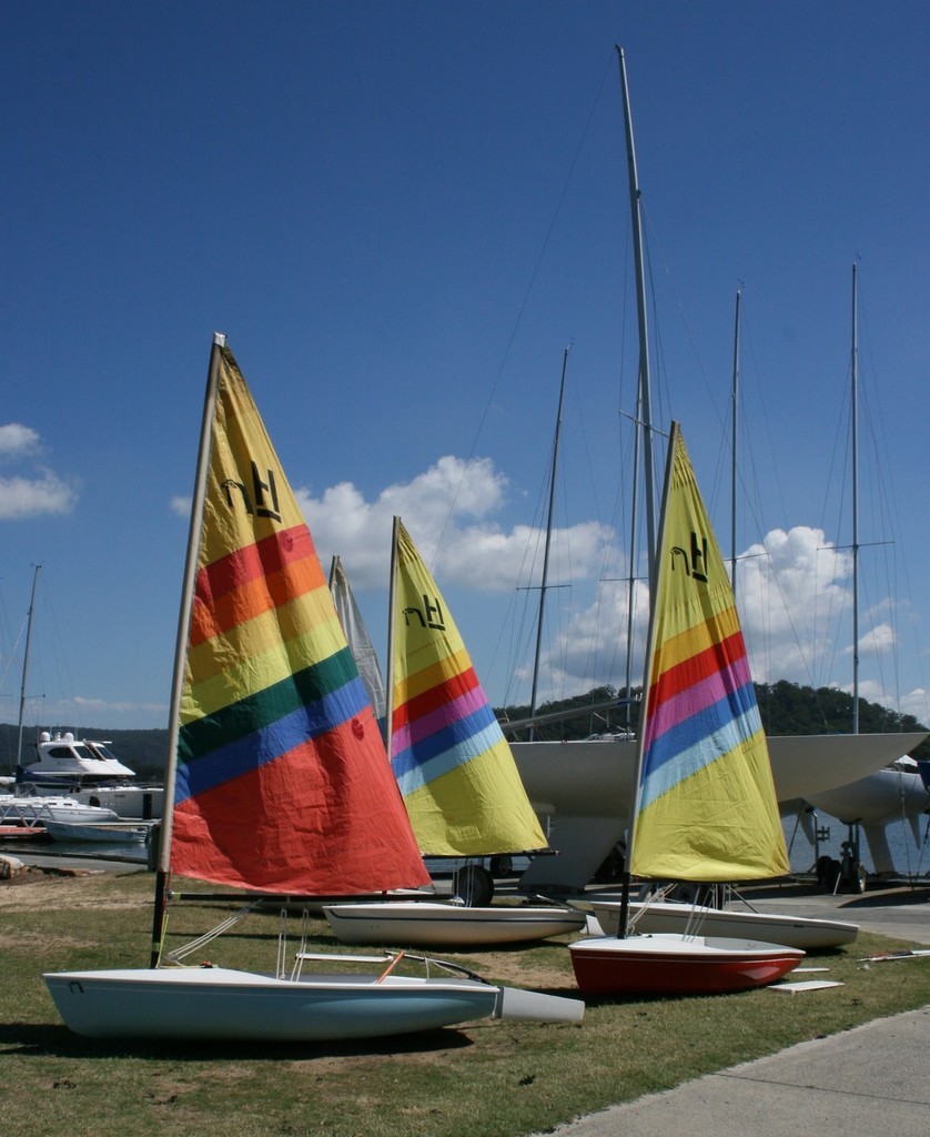 Gosford Sailing Club&rsquo;s junior sailing fleet ready for action photo copyright Helen Hopcroft taken at  and featuring the  class