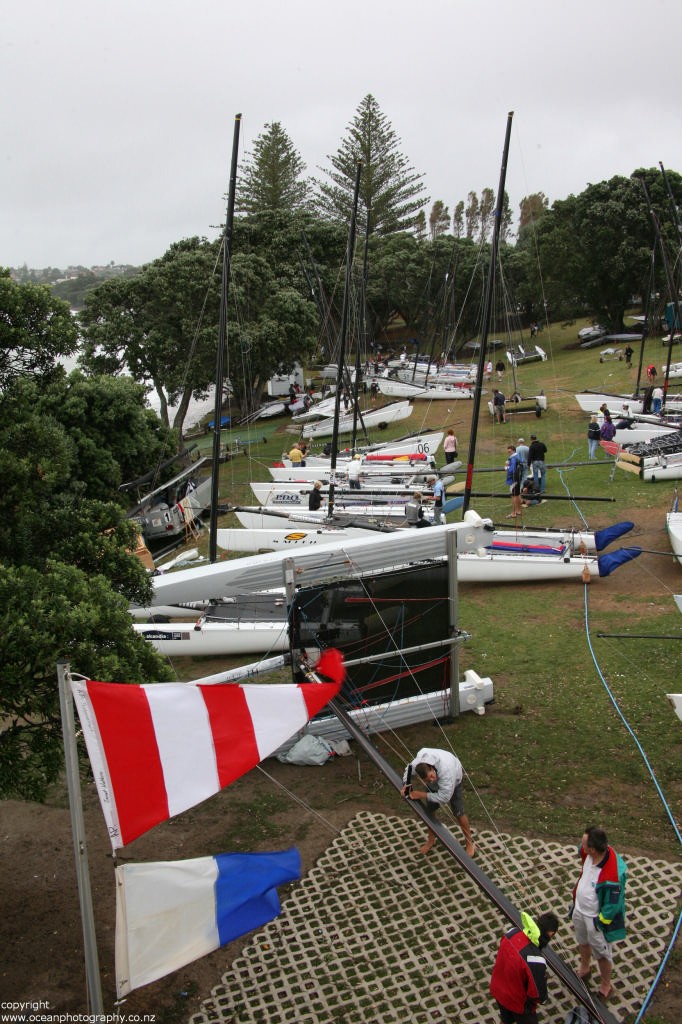 Practice Day Wind and Rain Cancelled. Conditions for launching due to Ramp were too rough. photo copyright  Will Calver - Ocean Photography http://www.oceanphotography.co.nz/ taken at  and featuring the  class