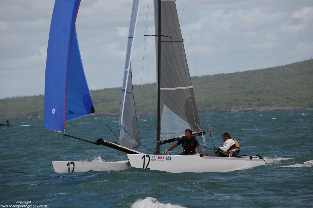 France’s Yann Guichard & Alexandre Guyander led for two of the four days of the Tornado Worlds ©  Will Calver - Ocean Photography http://www.oceanphotography.co.nz/