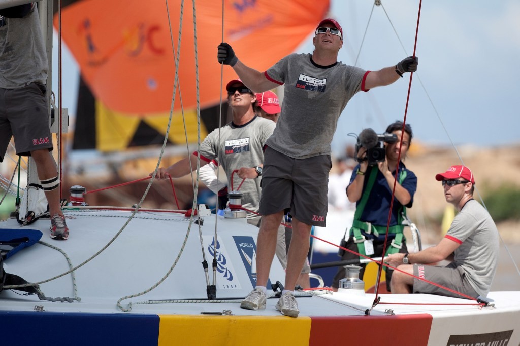 Michael Dunstan’s crew prepare to gybe at Asian Match Racing Championship. Photo: Gareth Cooke/Subzero Images © Gareth Cooke Subzero Images/Monsoon Cup http://www.monsooncup.com.my