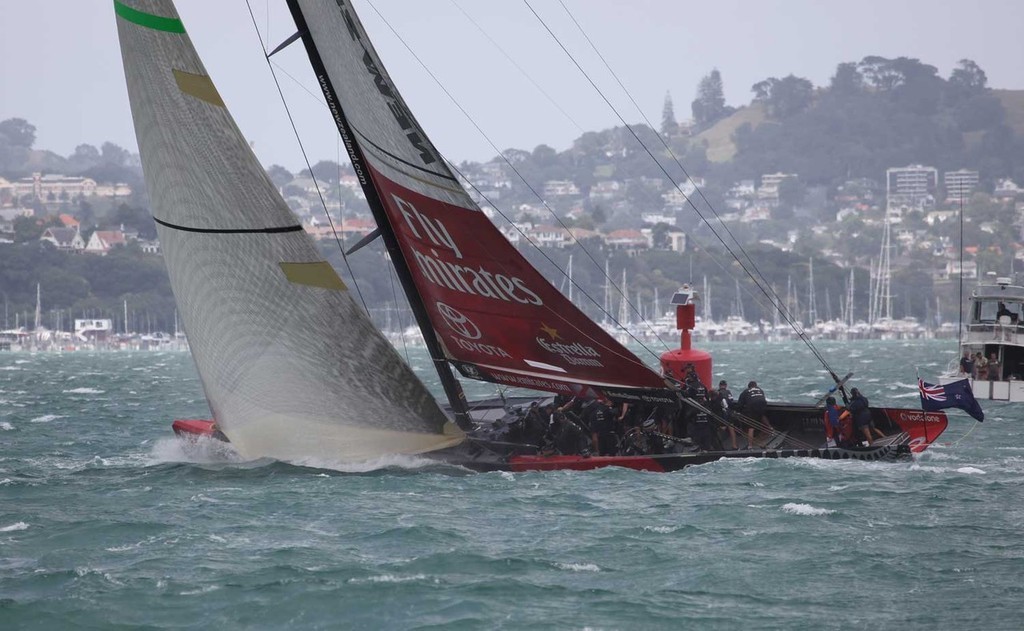 Emirates Team NZ on the first day of the Final - Louis Vuitton Pacific Series photo copyright  SW taken at  and featuring the  class