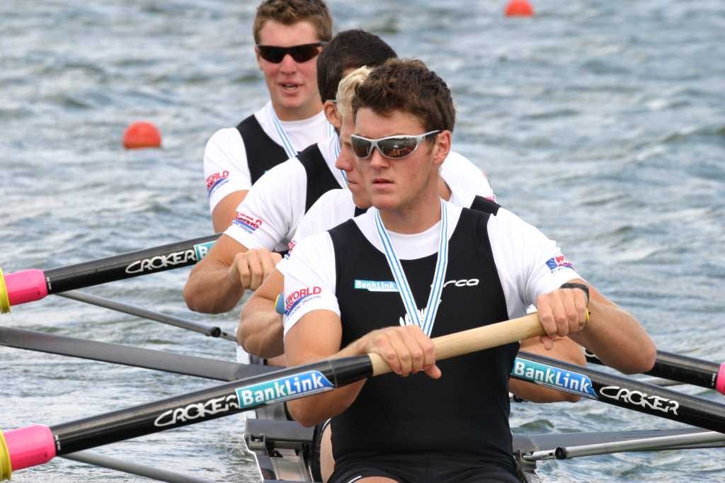 Dane Boswell strokes the Bronze Medal crew away from the dias after the medal ceremony photo copyright Rob Bristow www.rowinginfo.info taken at  and featuring the  class