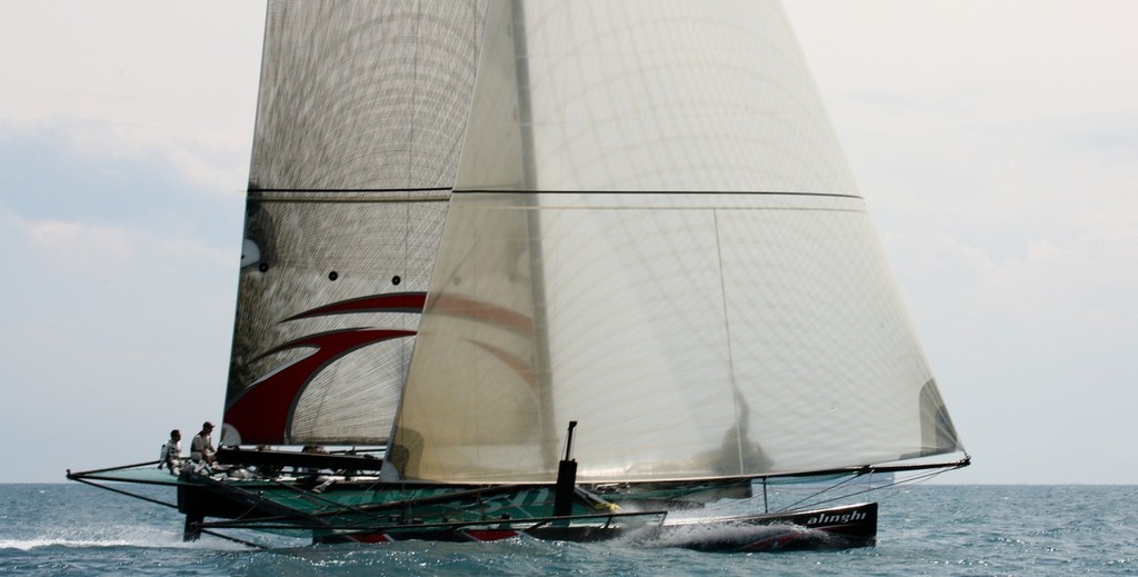 Le Black with ``Screecher`` the 90ft Alinghi may opearte in the same mode with her softsail configuration. photo copyright George Johns/Alinghi www.alinghi.com taken at  and featuring the  class