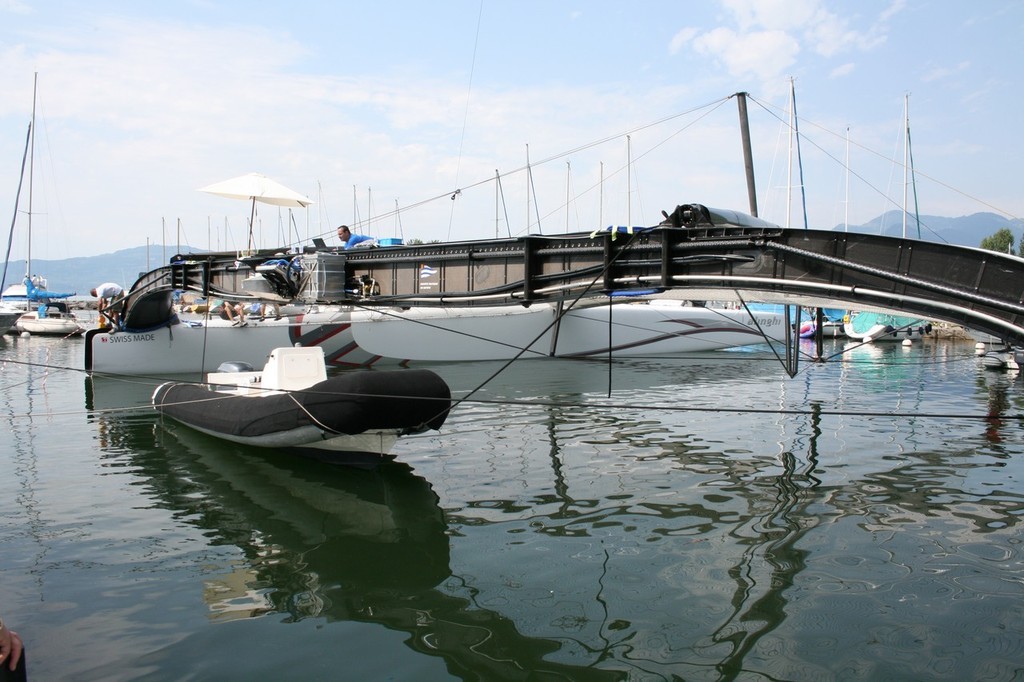 Alinghi 5 after crossbeam shots and detail and hydraulics photo copyright David Lenoir taken at  and featuring the  class