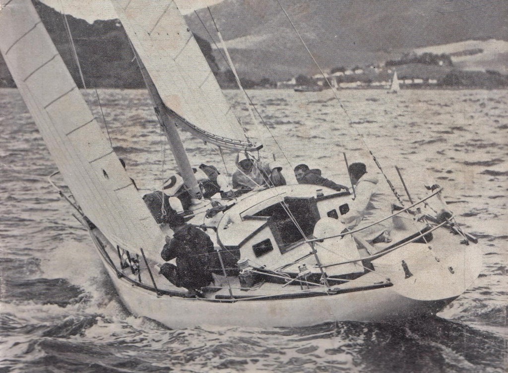 Rainbow II heading out of Whangarei at the start of the 1967 Whangarei to Noumea Race © George Layton