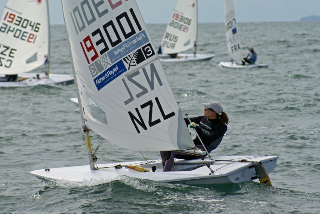 Jo Aleh (NZL) sailing in Race 8, Womens Laser Radial Championships photo copyright Richard Gladwell www.photosport.co.nz taken at  and featuring the  class