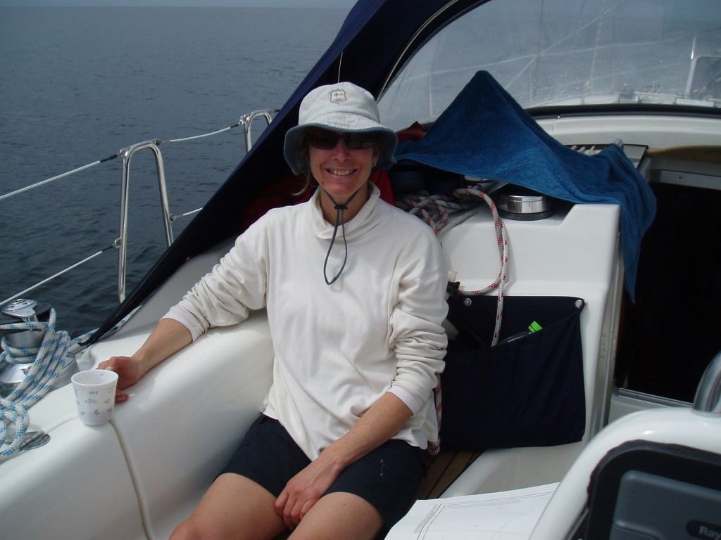Your humble scribe enjoys the quiet life aboard Kriselda © Jane Pares - IMB