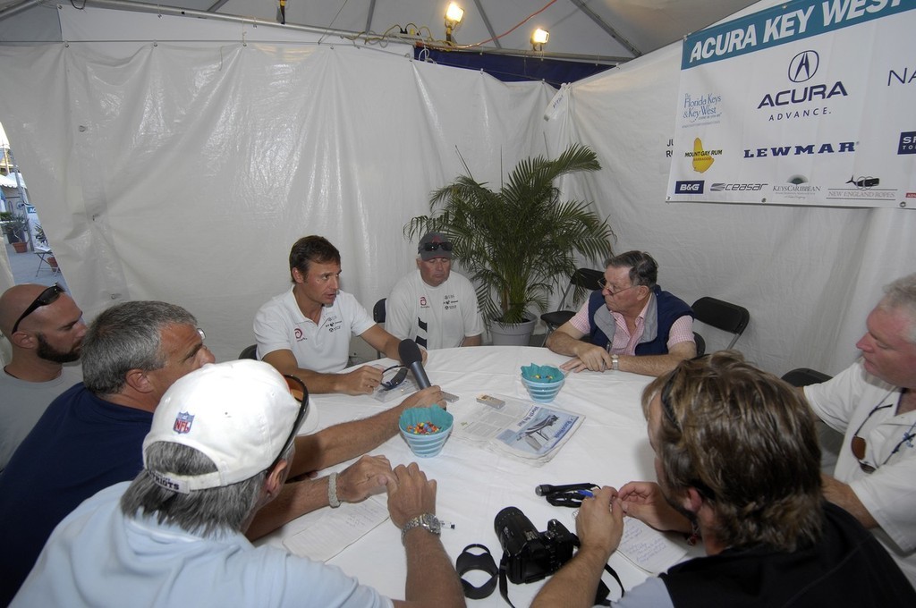 Ernesto Bertarelli (left) and Brad Butterworth (right) talks to the media at Key West Race Week photo copyright  Rick Tomlinson http://www.rick-tomlinson.com taken at  and featuring the  class