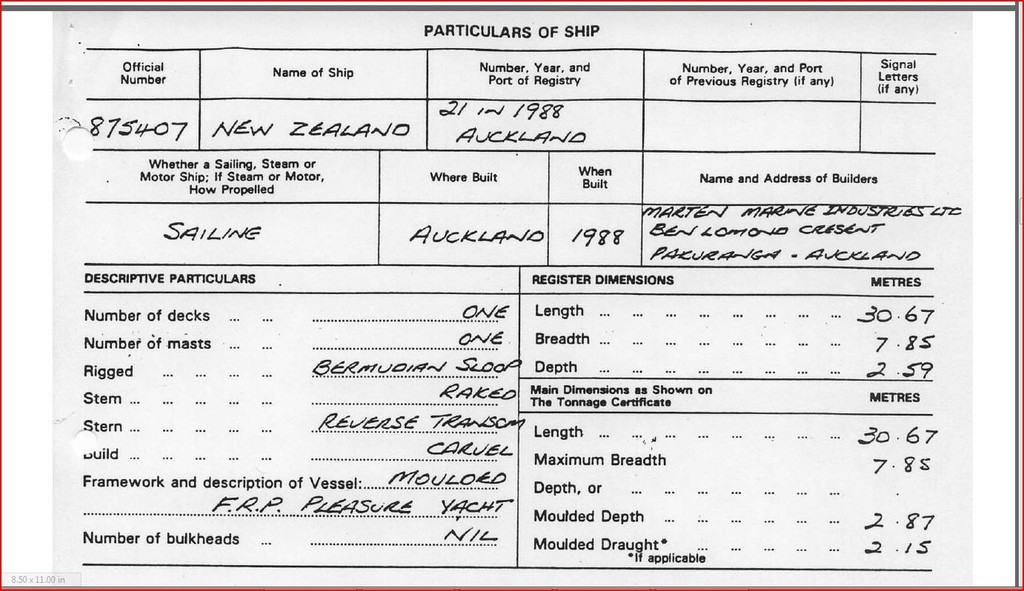 KZ-1 Customs House Registry form © SW