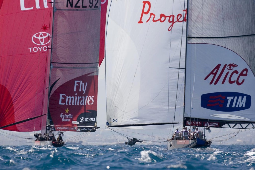 Louis Vuitton Cup Finals. Luna Rossa ITA 94 and Emirates Team New Zealand<br />
 © Luna Rossa Challenge /Bruno Cocozza 