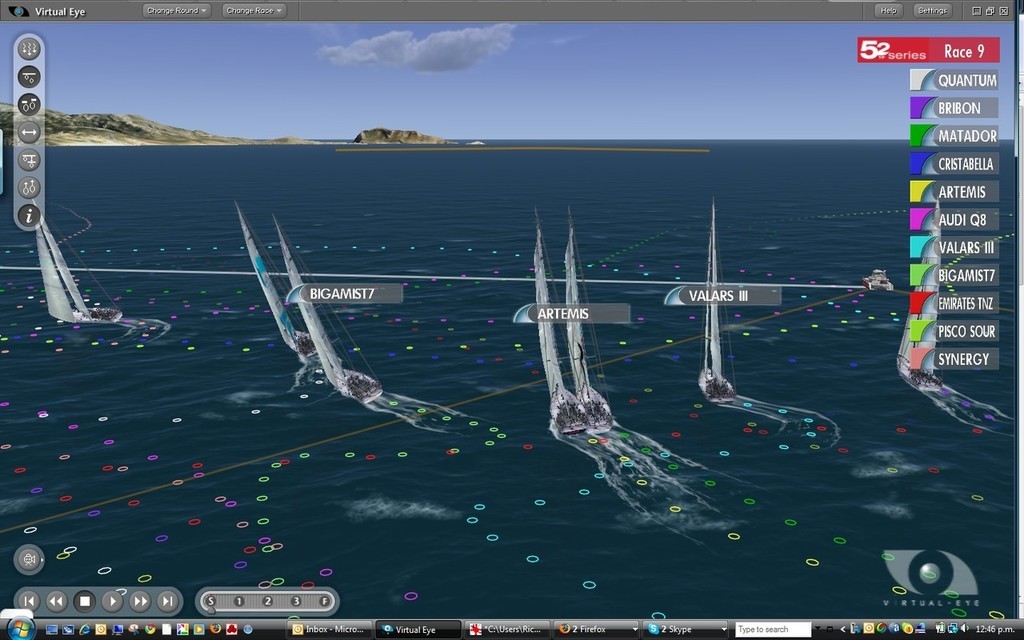 1- Some apparent prestart contact in Race 9 between Artemis (leeward) and Matador (windward) © ARL Media http://www.arl.co.nz/