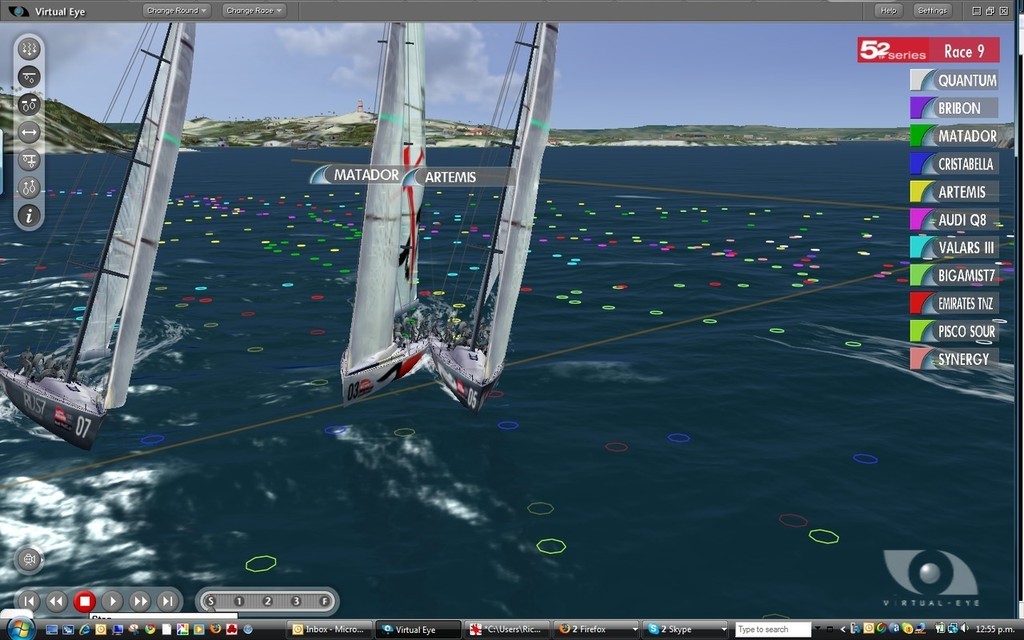 2 - Some apparent prestart contact in Race 9 between Artemis (leeward) and Matador (windward) © ARL Media http://www.arl.co.nz/