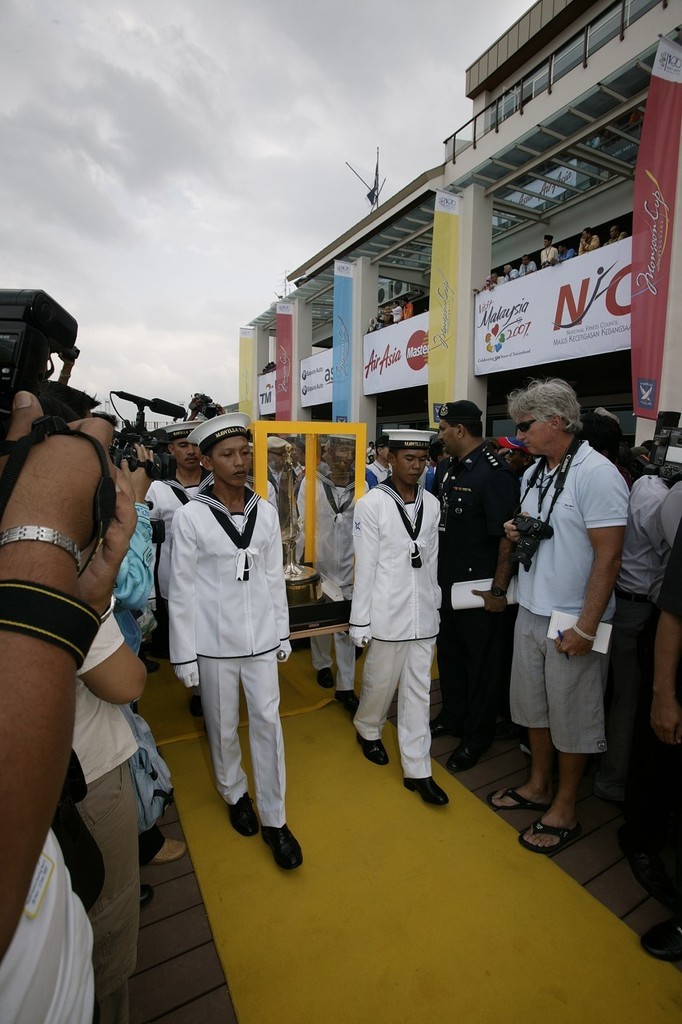 The Monsoon Cup arrives at the Monsoon Cup by sea, courtesy of the Royal Malaysian Navy. Monsoon Cup 2007 © Guy Nowell http://www.guynowell.com