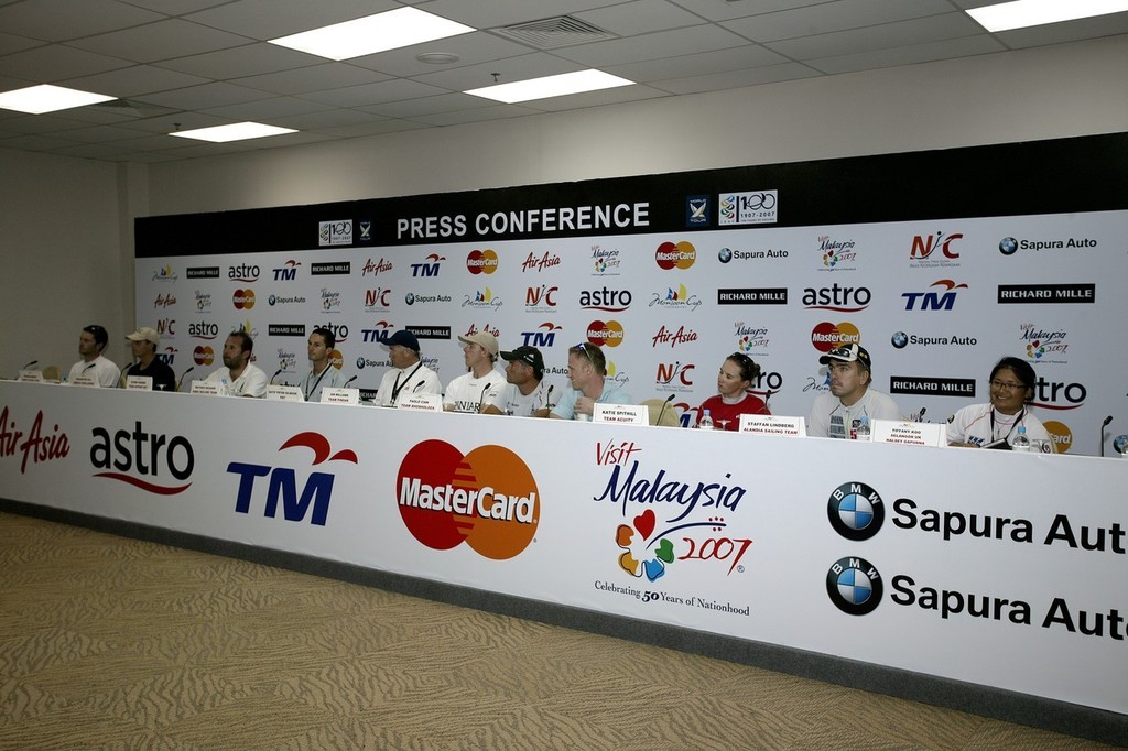 Full team turnout: press conference with all 12 skippers after the first day’s racing. Monsoon Cup 2007 © Guy Nowell http://www.guynowell.com