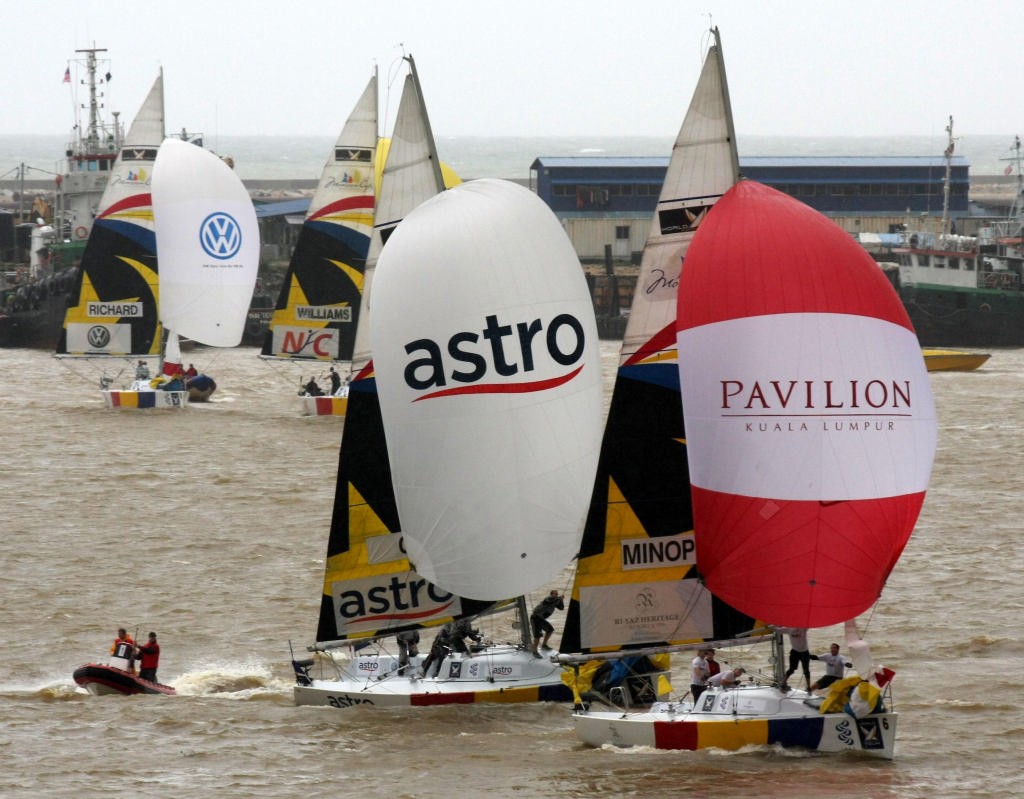 Minoprio v Cian (foreground) & Richard V Williams (background). Quarter Finals. Day 4 Monsoon Cup 2008 photo copyright Sail-World.com /AUS http://www.sail-world.com taken at  and featuring the  class