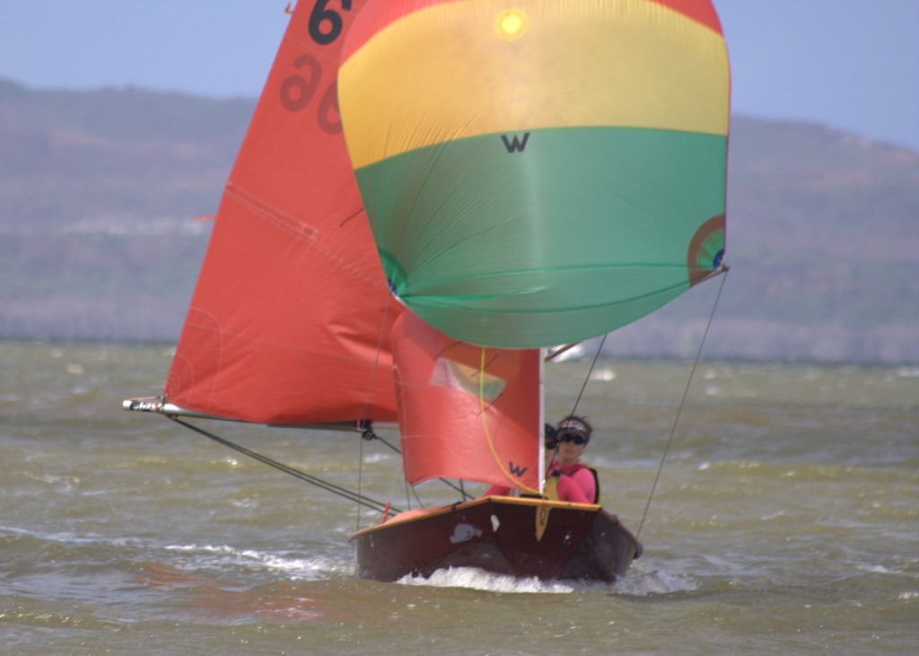 Kamkaze running with their distinctive spinnaker - 44th International Mirror Australian Championships photo copyright Maria / Mia Zajdler / Hacker taken at  and featuring the  class