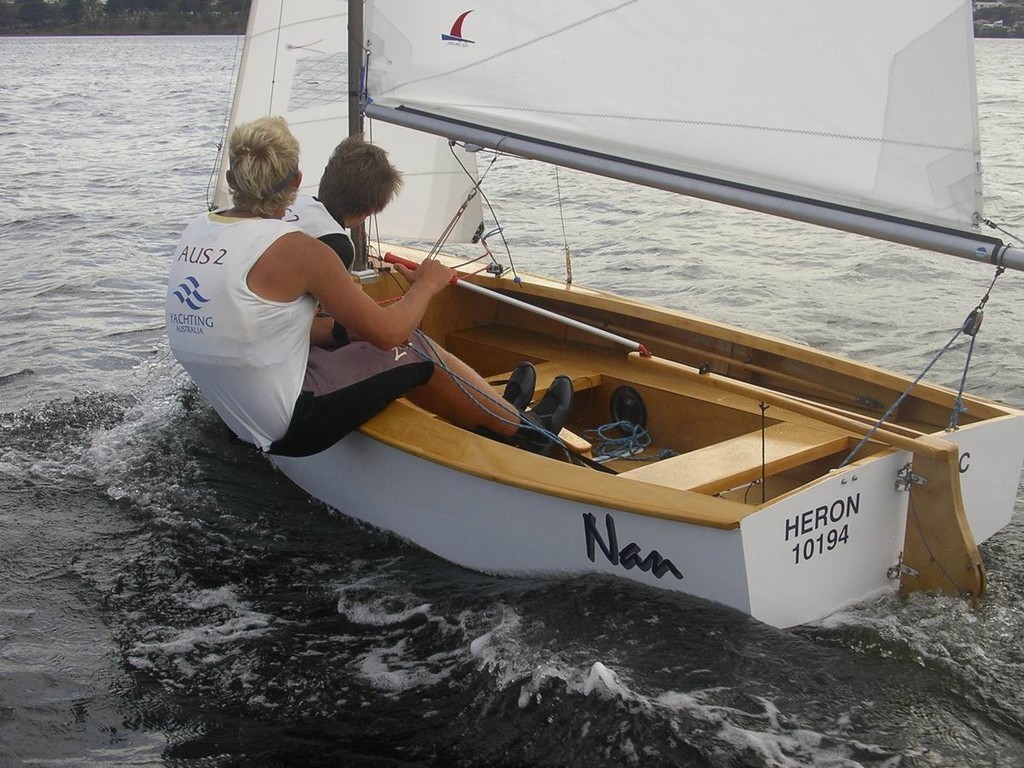 Runners up Rowan Clark and Zach Williams punt 10194 along in fine style - 49th Australian Heron Championship Regatta © Richard Gibson