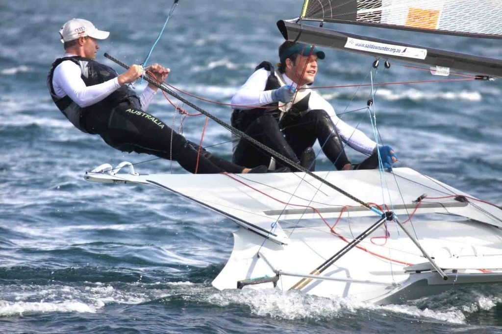 Nathan Outteridge & Euan McNicol show their form in the 49er - OAMPS Sydney International Regatta 2008  © Harvie Allison Photography http://www.harvpix.com