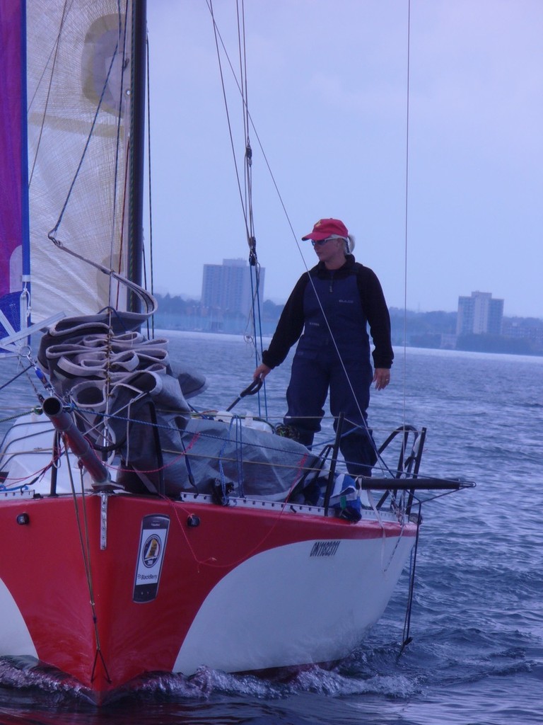 Diane Reid at the helm of a Mini 6.50 on Lake Ontario © One Girl's Ocean Challenge Media http://www.onegirlsoceanchallenge.com/