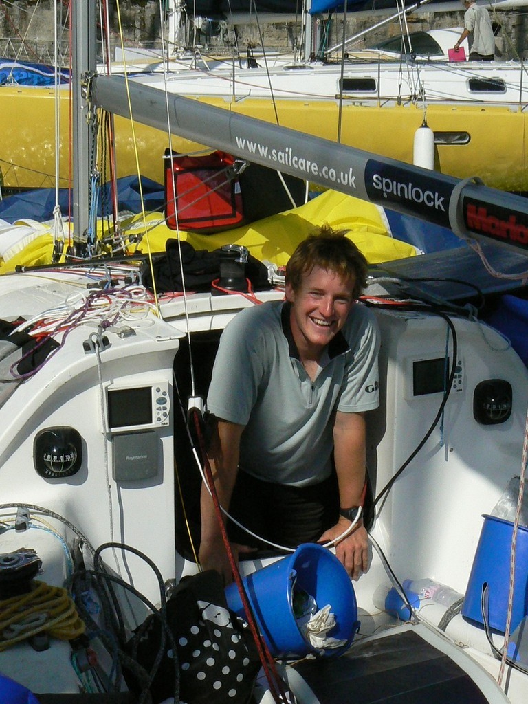 Conrad Cameron (NZL) prepares for the start on the MiniTransAt at la Rochelle © Pierre Alain Varreon
