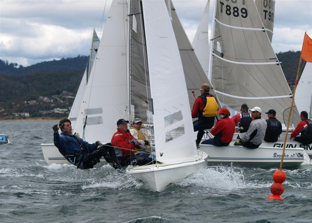 A first attempt at a start for Race Five. - 67th Australian Sharpie Championship Hobart Day Four Images photo copyright Jane Austin taken at  and featuring the  class