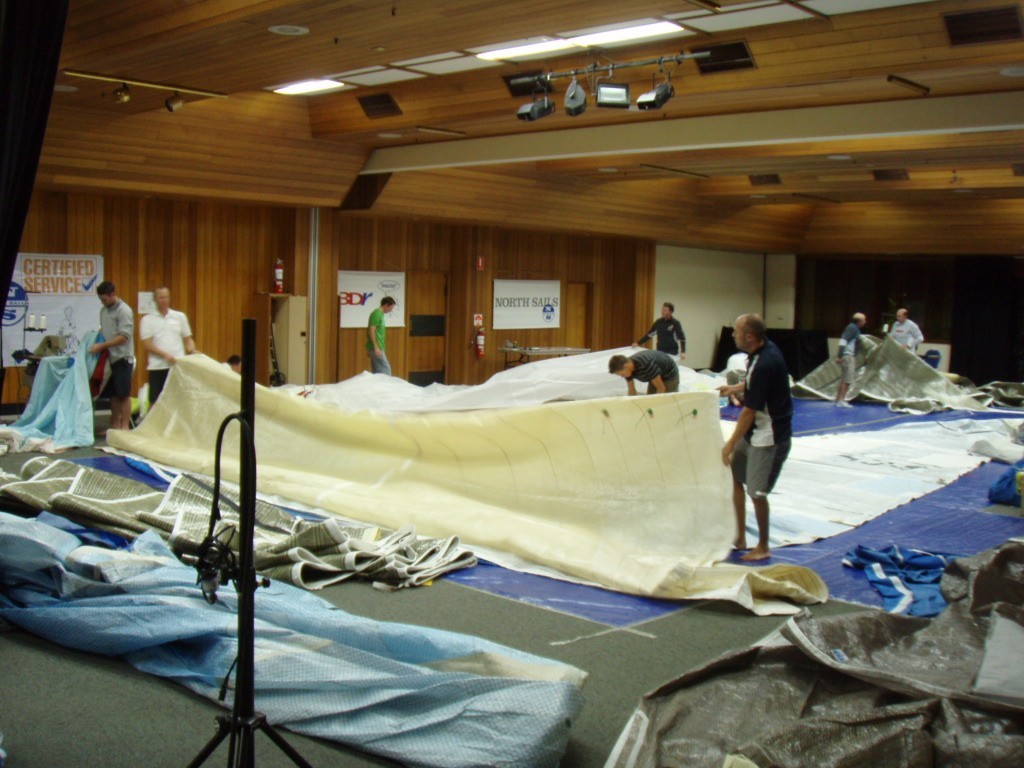 Overnight repairs by the North Sails team at Hamilton Island © North Sails http://www.northsails.com/