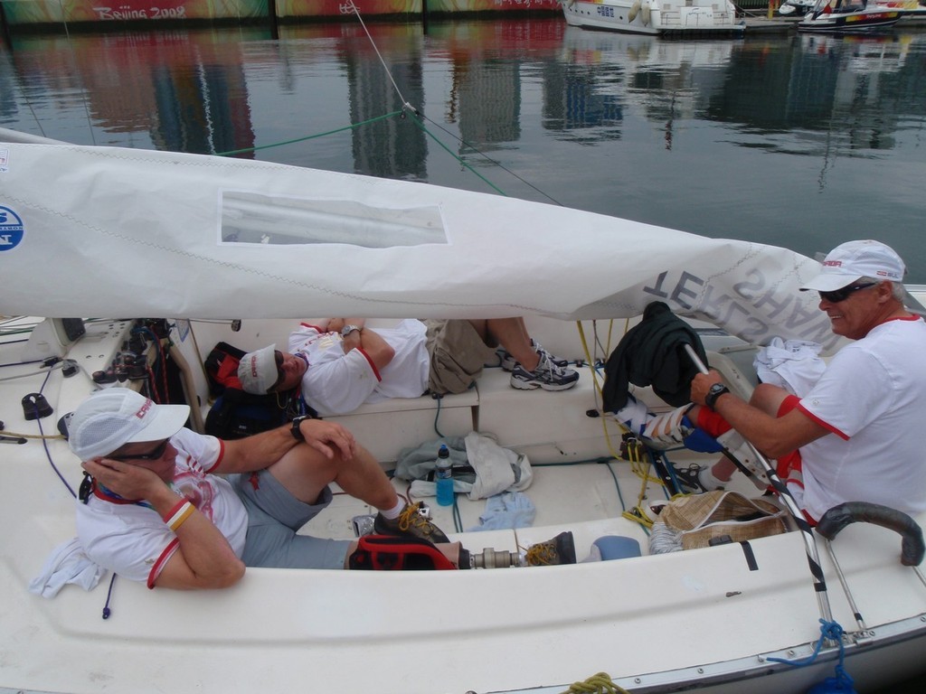 Is this what you do on a Lay Day at the Paralympics? Waiting for wind on Day 3 © Brian Todd