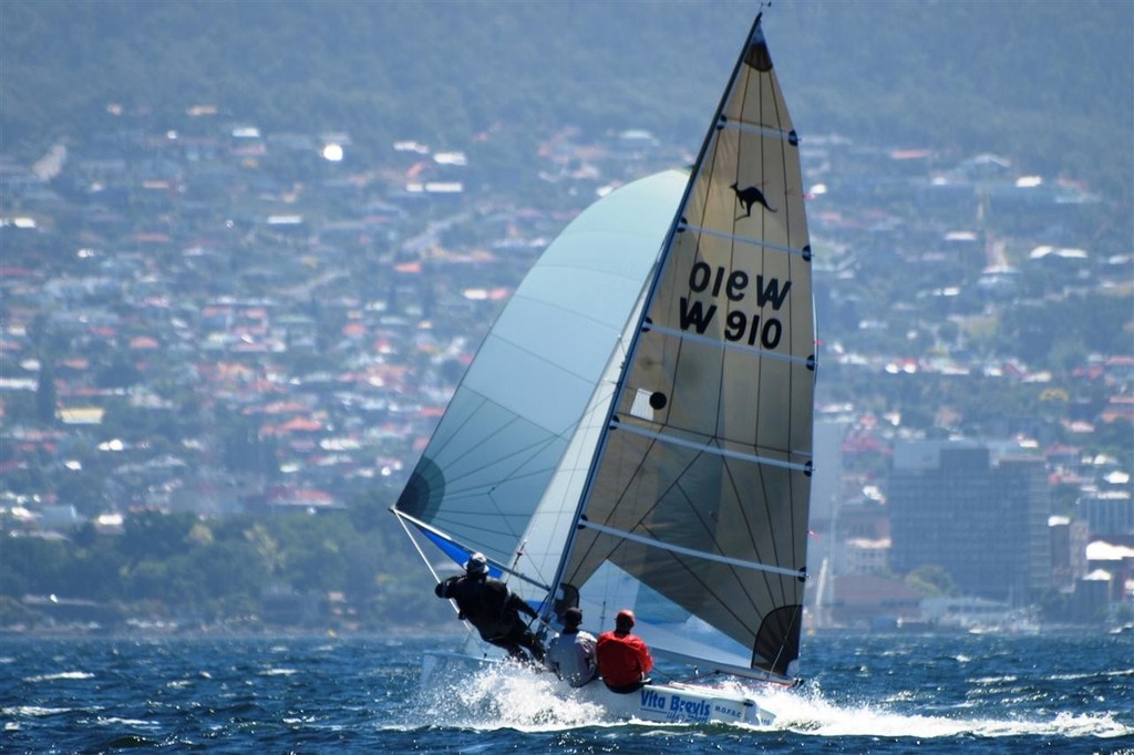Western Australia's Vita Brevis enjoy the brilliant sailing conditions on the River Derwent. - 67th Australian Sharpie Championship Hobart photo copyright Jane Austin taken at  and featuring the  class