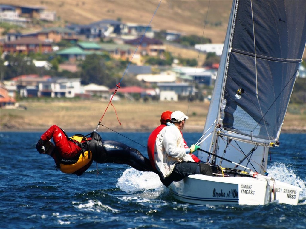 Smoke taking it easy on the River. - 67th Australian Sharpie Championship Hobart photo copyright Jane Austin taken at  and featuring the  class