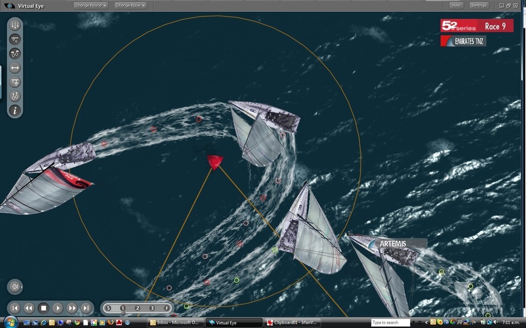 2 Artemis (lower left hand corner) are on a collision course at the windward mark in Race 9 © ARL Media http://www.arl.co.nz/