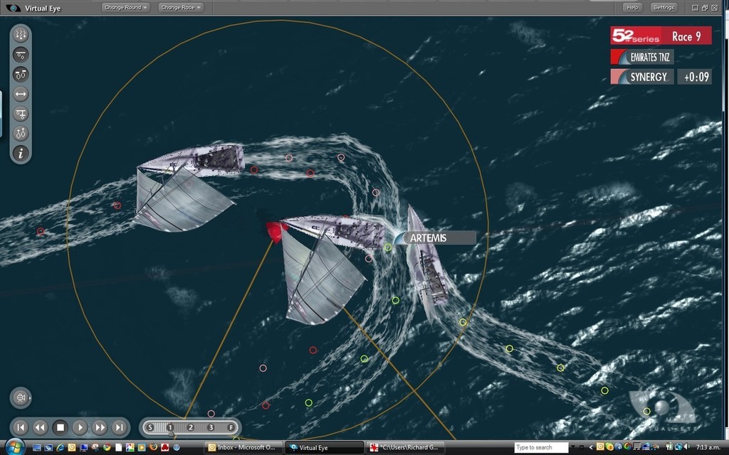 3- Pisco Sour tacks at the windward mark in race 9 forcing Artemis to luff above close-hauled to avoid her © ARL Media http://www.arl.co.nz/