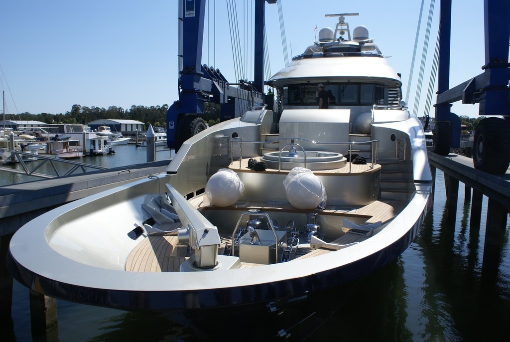 The bow continues the eliptical theme of its Designer, Bernie Cohen. photo copyright Bob Wonders taken at  and featuring the  class