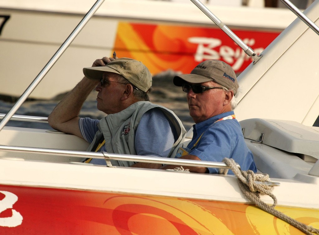 Qingdao Olympic Regatta 2008. Gentlemen of the British press observe the racing. © Guy Nowell http://www.guynowell.com