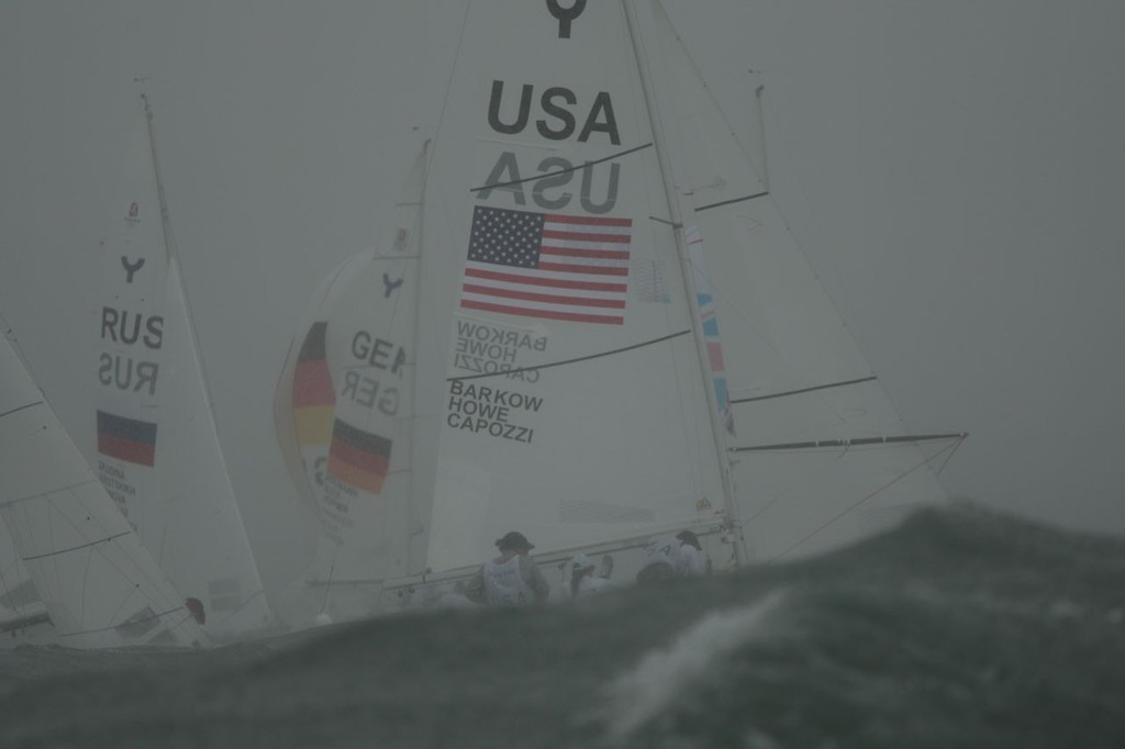 Yngling Medal race:  Sally Barkow, Carrie Howe and  Debbie Capozzi (USA) - 2008 Olympic Regatta - Day 9 © Guy Nowell http://www.guynowell.com
