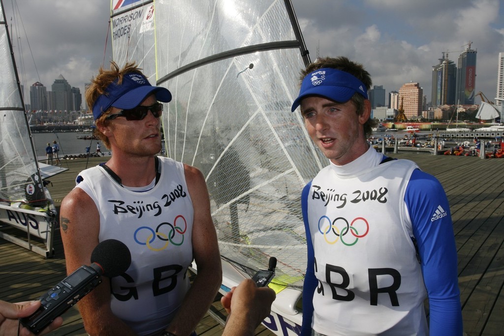 Qingdao Olympic Regatta 2008. Ben Rhodes and Stevie Morrison (GBR). 49er. © Guy Nowell http://www.guynowell.com