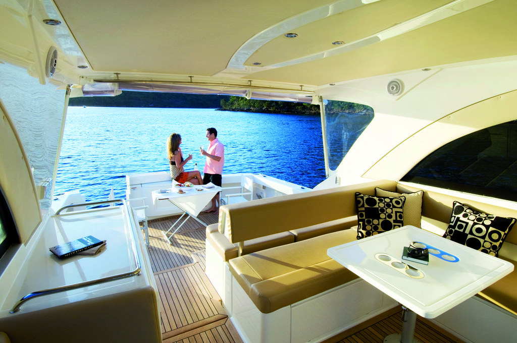 The Riviera 48 Offshore Express makes its Australian debut at the Sanctuary Cove International Boat Show photo copyright Riviera . http://www.riviera.com.au taken at  and featuring the  class