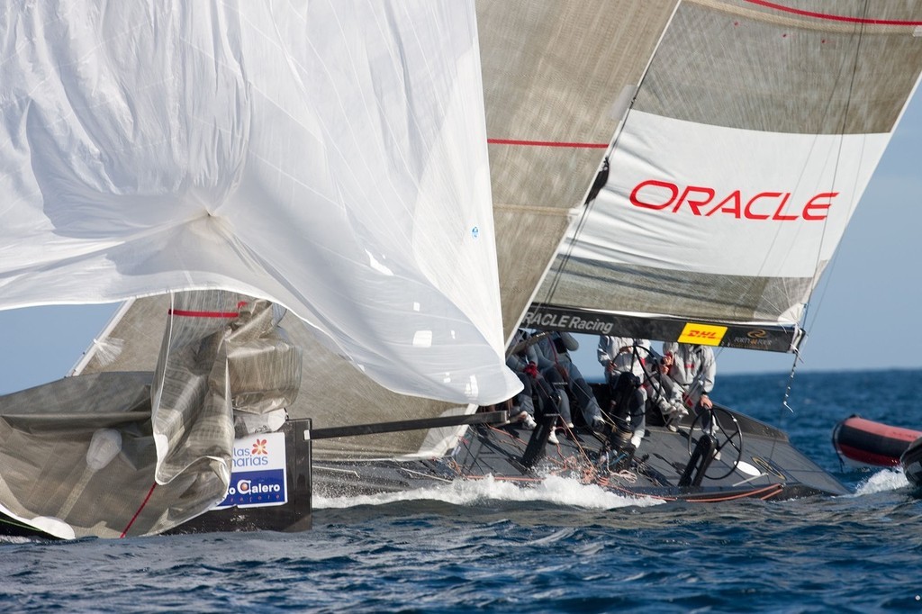 RC44’s preparing for the RC 44 Gold Cup, Puerto Calero © BMW Oracle Racing Photo Gilles Martin-Raget http://www.bmworacleracing.com