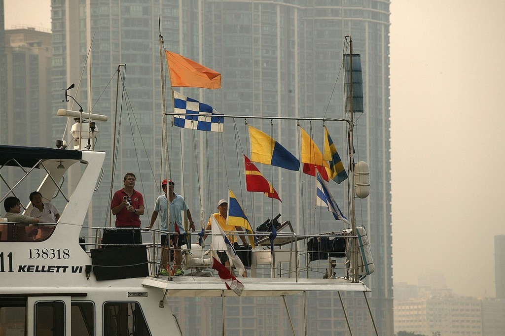 Committee Boat &rsquo;dressed overall&rsquo; N flag for all classes except cruisers.  RHKYC Long Beach Autumn Regatta 2007 photo copyright Guy Nowell http://www.guynowell.com taken at  and featuring the  class