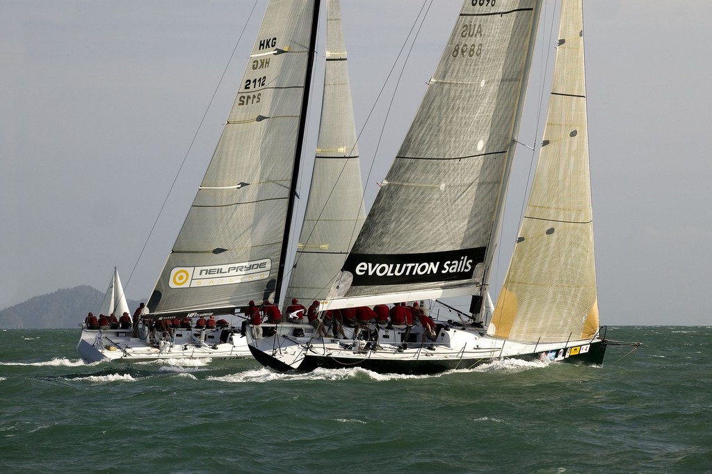 Royal Langkawi International Regatta 2010. Joined at the hip - HiFi keeps cover on Evolution Racing. © Guy Nowell http://www.guynowell.com