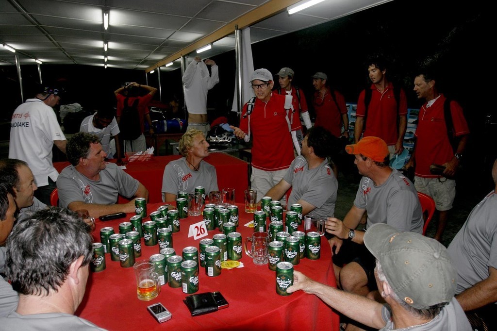 Hey lads, leave some beers for us! Quantum Racing catches up with HiFi at Pangkor. Raja Muda Selangor International Regatta 2008 © Guy Nowell http://www.guynowell.com