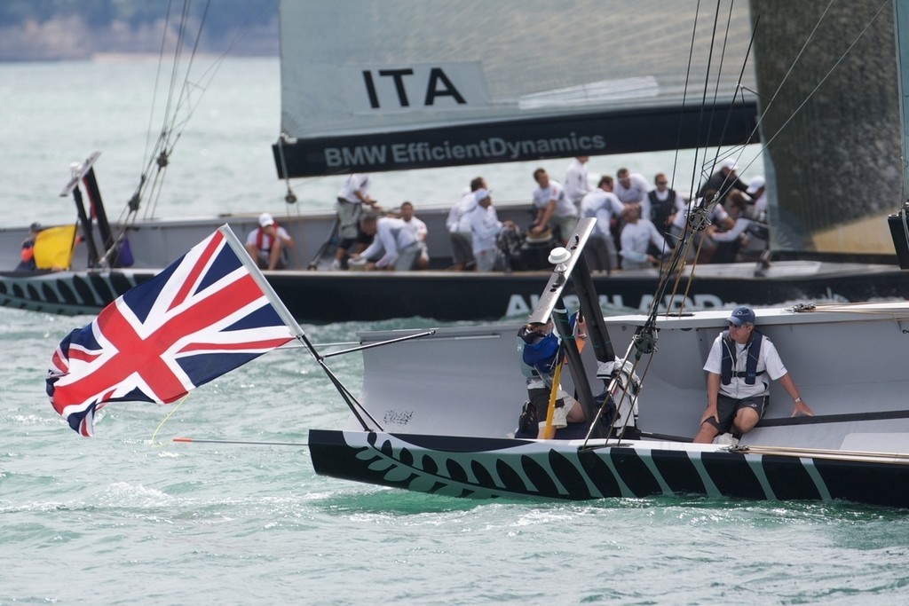 Louis Vuitton Pacific Series, Challenger Quarter Final, TEAMORIGIN vs Damiani Italia Challenge, TEAMORIGIN and Damiani Italia Challenge during leg 1. Sir Keith Mills TEAMORIGIN Team Principal, 18th man on board TEAMORIGIN photo copyright Ian Roman http://www.ianroman.com taken at  and featuring the  class