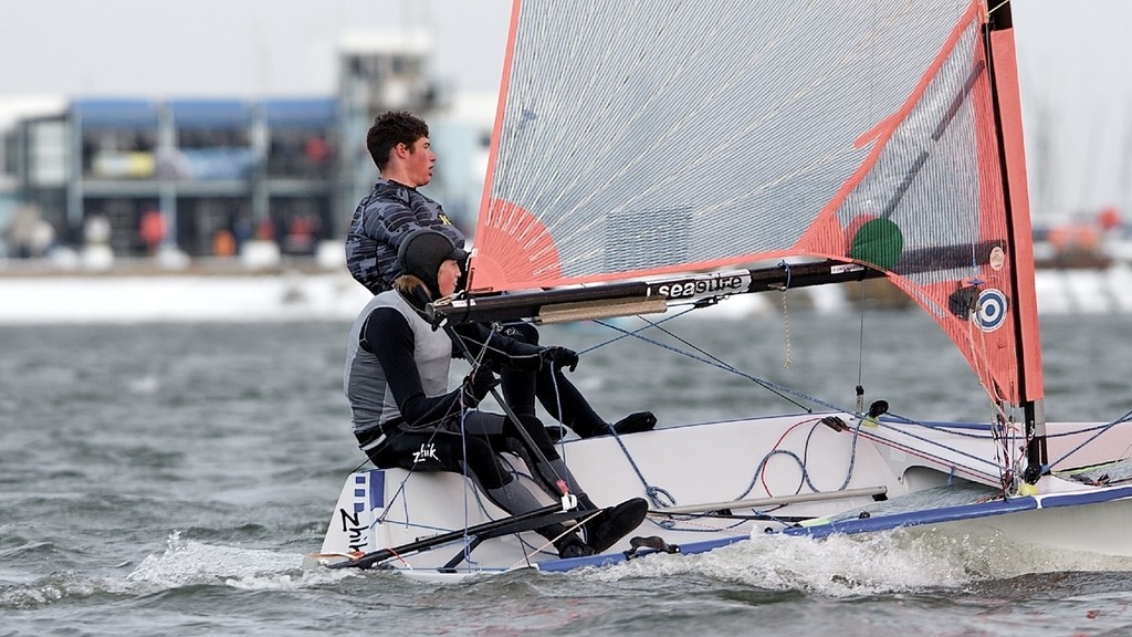 ENGLAND, London, Queen Mary Sailing Club, January 9th 2010, Bloody Mary Pursuit Race, 29er 1233, James Bolingbroke, helm, (Dabchicks SC) © Ian Roman http://www.ianroman.com