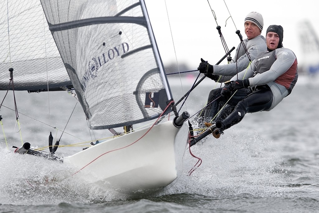 ENGLAND, London, Queen Mary Sailing Club, January 9th 2010, Bloody Mary Pursuit Race, Cherub 2698, Peter Barton and crew, (Royal Lymington SC) © Ian Roman http://www.ianroman.com